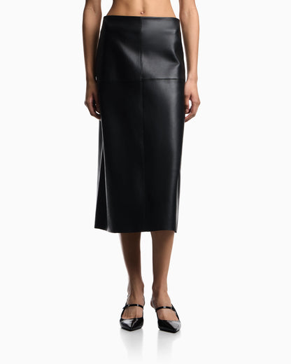 vegetable-tanned nappa lambskin midi skirt