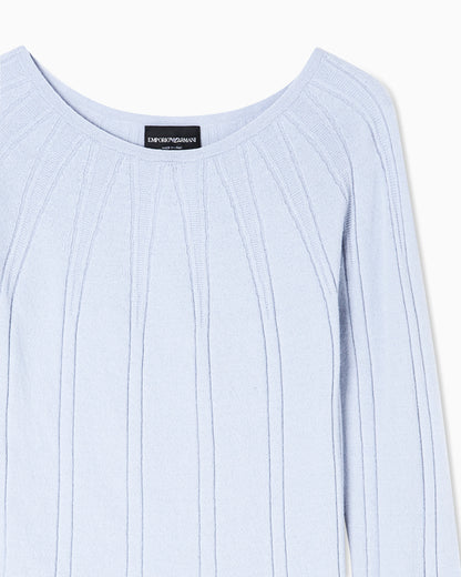 Boat-neck jumper with a links-stitch motif