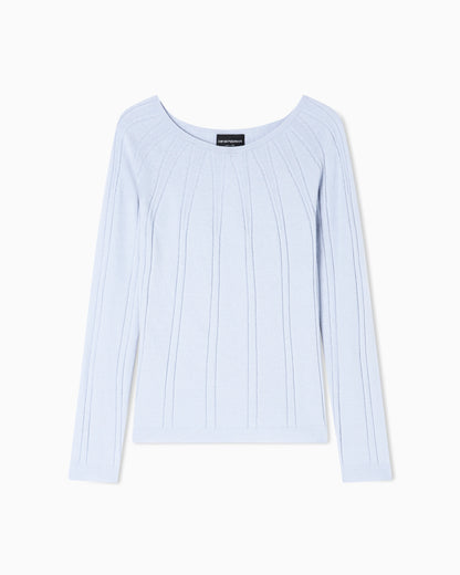 Boat-neck jumper with a links-stitch motif