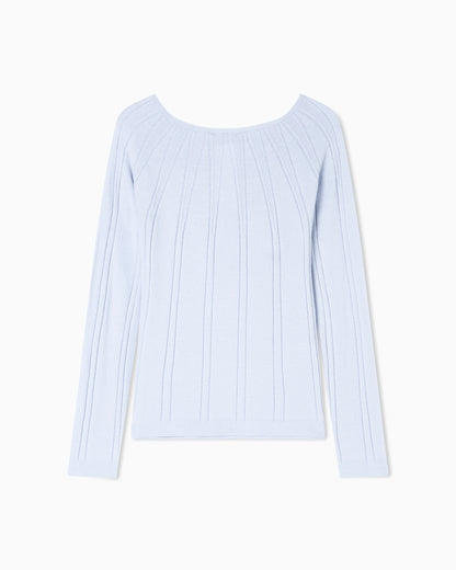 Boat-neck jumper with a links-stitch motif