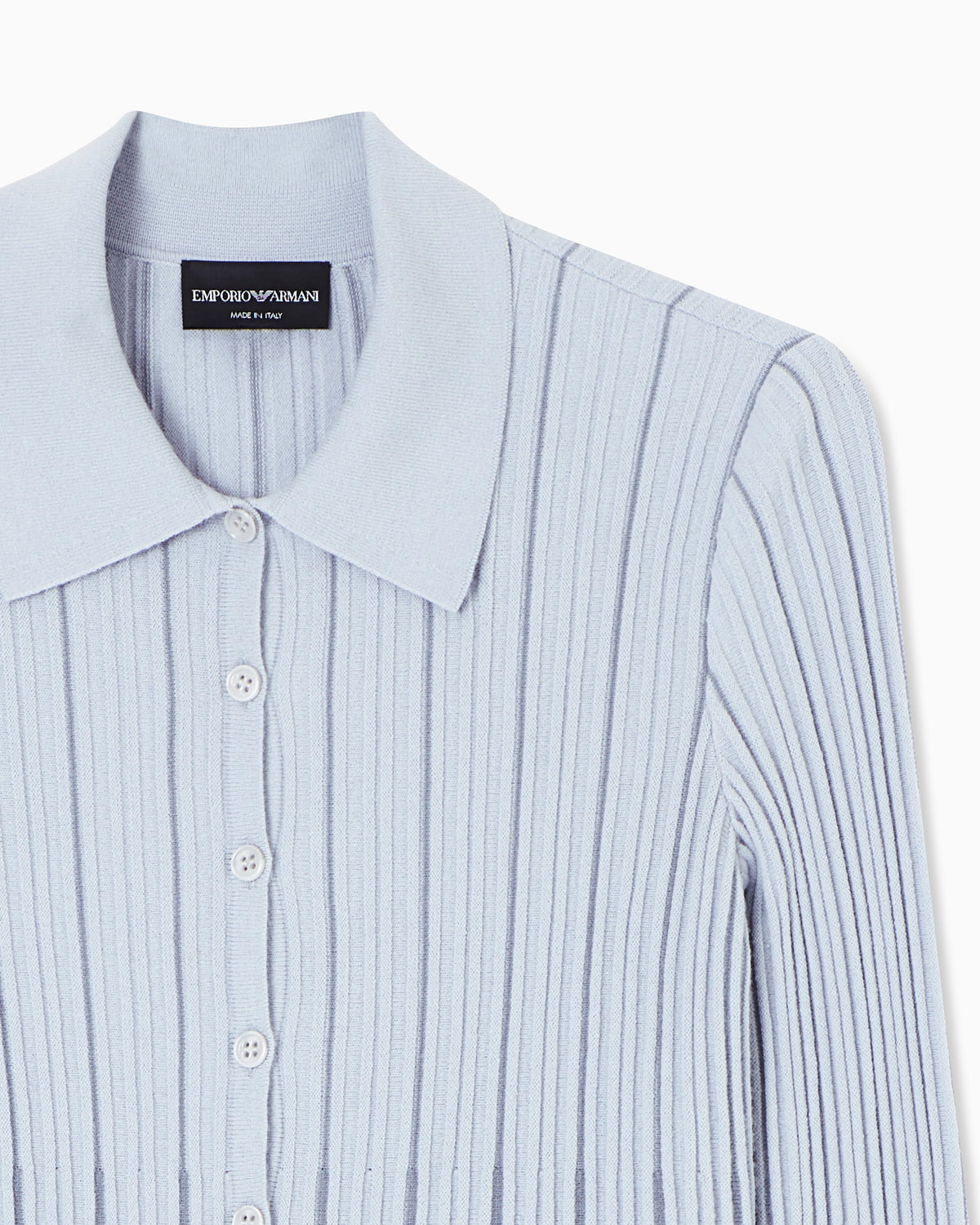 Classic-collar cardigan in plated rib knit