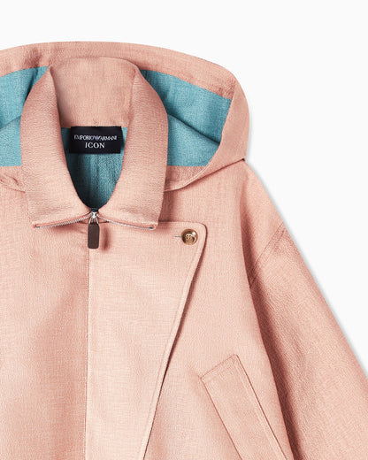 Icon basketweave fabric hooded blouson