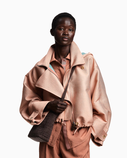 Icon basketweave fabric hooded blouson