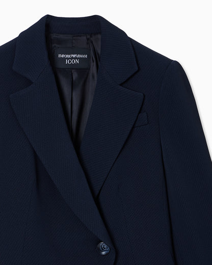 Icon single-breasted jacket in flowing, armure fabric