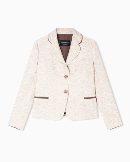 Icon jacket in a jacquard wool blend with an embossed pattern