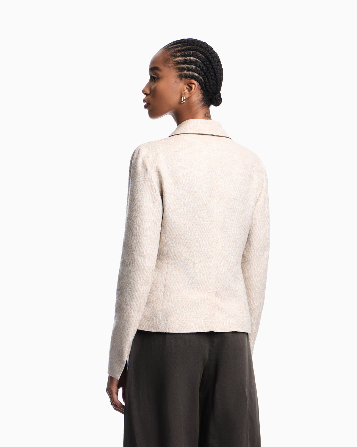 Icon jacket in a jacquard wool blend with an embossed pattern
