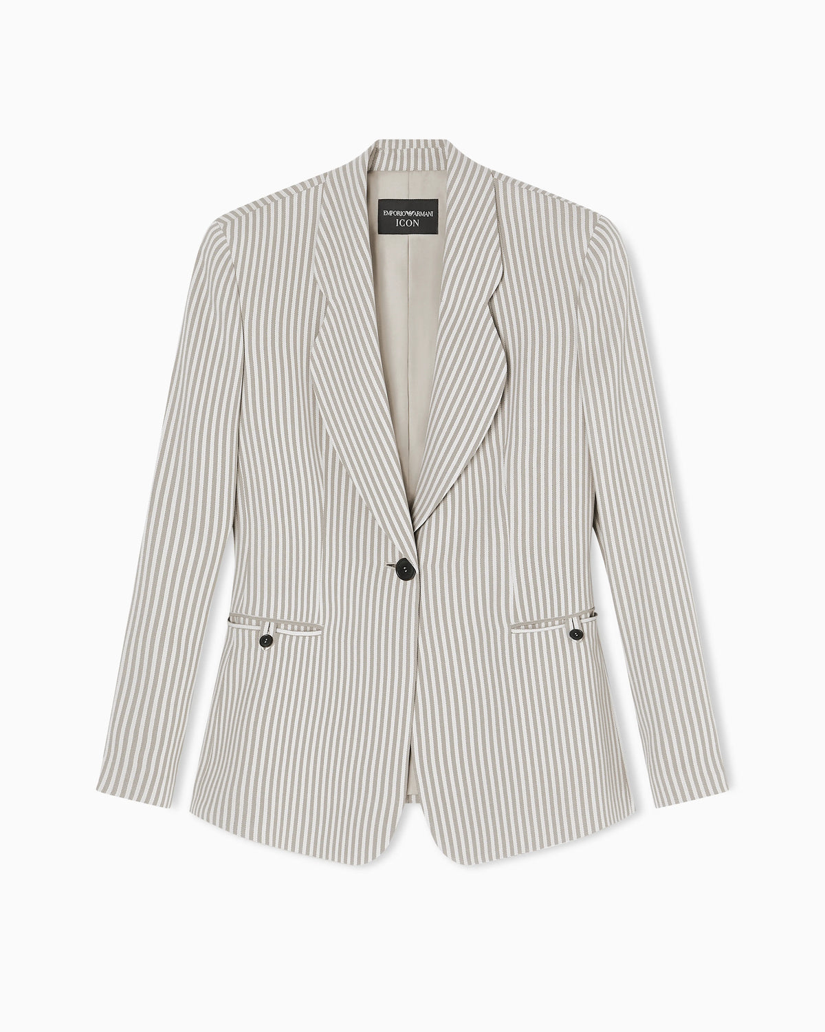 Icon single-breasted jacket in striped fluid crêpe