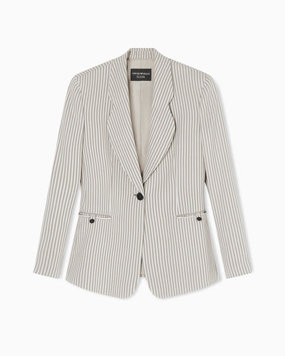 Icon single-breasted jacket in striped fluid crêpe