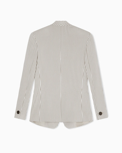 Icon single-breasted jacket in striped fluid crêpe