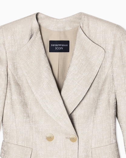 Icon double-breasted jacket in armure jacquard