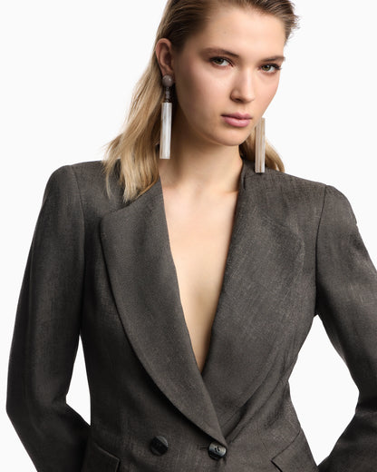 Icon double-breasted jacket in armure jacquard