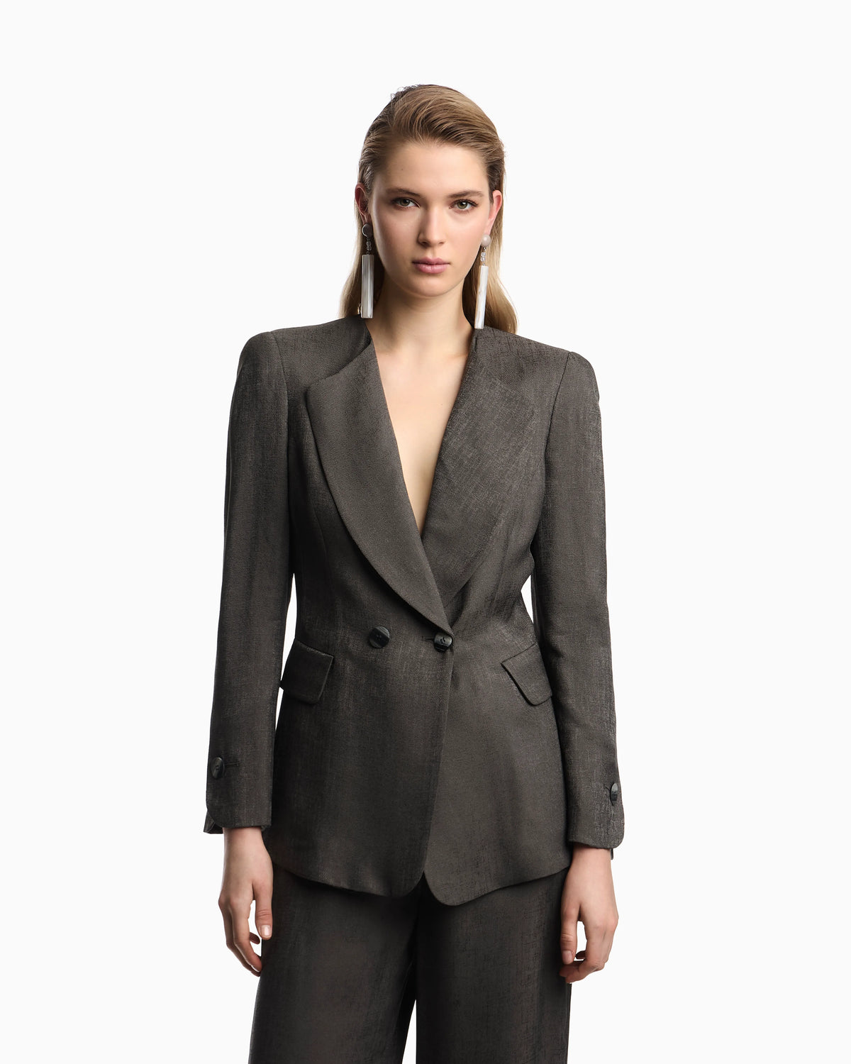 Icon double-breasted jacket in armure jacquard