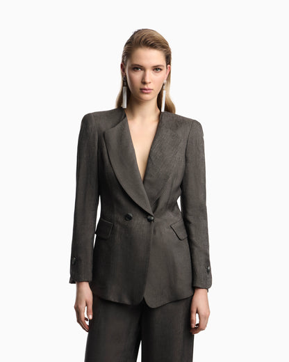 Icon double-breasted jacket in armure jacquard