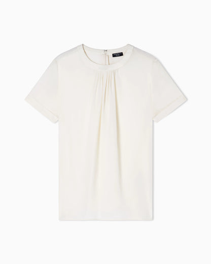 Icon pleated blouse in silk double georgette