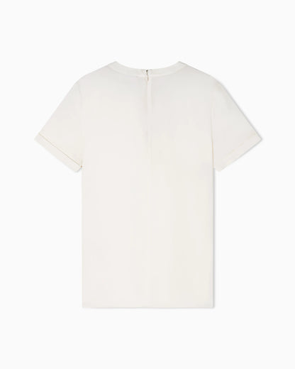 Icon pleated blouse in silk double georgette