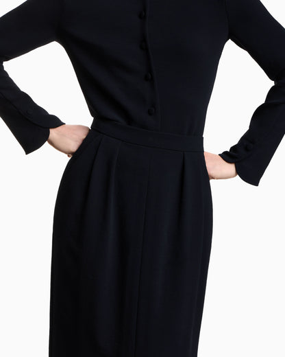 Icon washed cady crêpe pleated long skirt