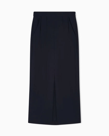 Icon washed cady crêpe pleated long skirt