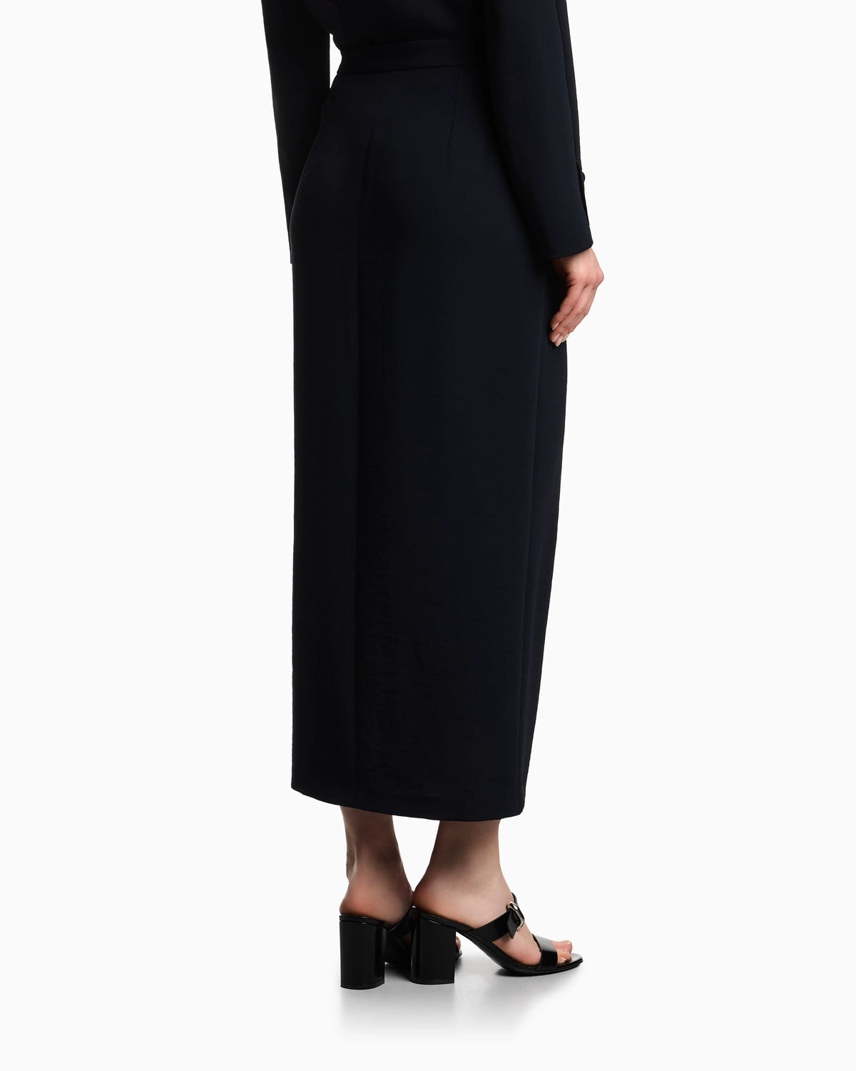 Icon washed cady crêpe pleated long skirt