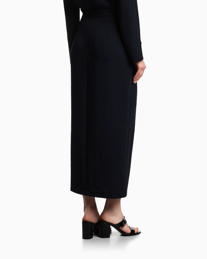 Icon washed cady crêpe pleated long skirt