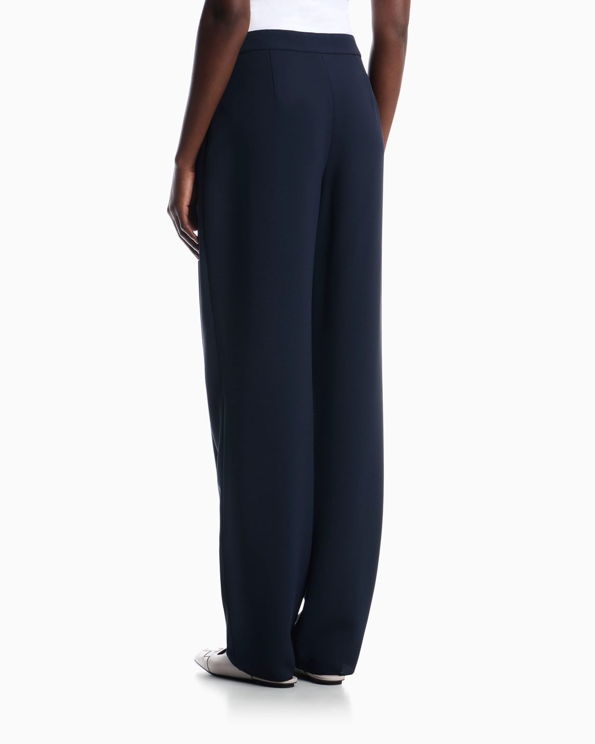Unlined high-waisted wide-leg trousers with side pockets