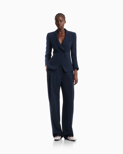 Unlined high-waisted wide-leg trousers with side pockets