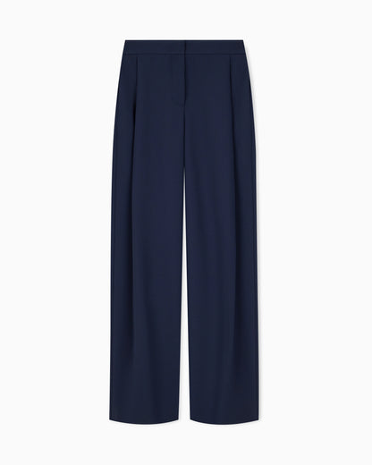 Unlined high-waisted wide-leg trousers with side pockets