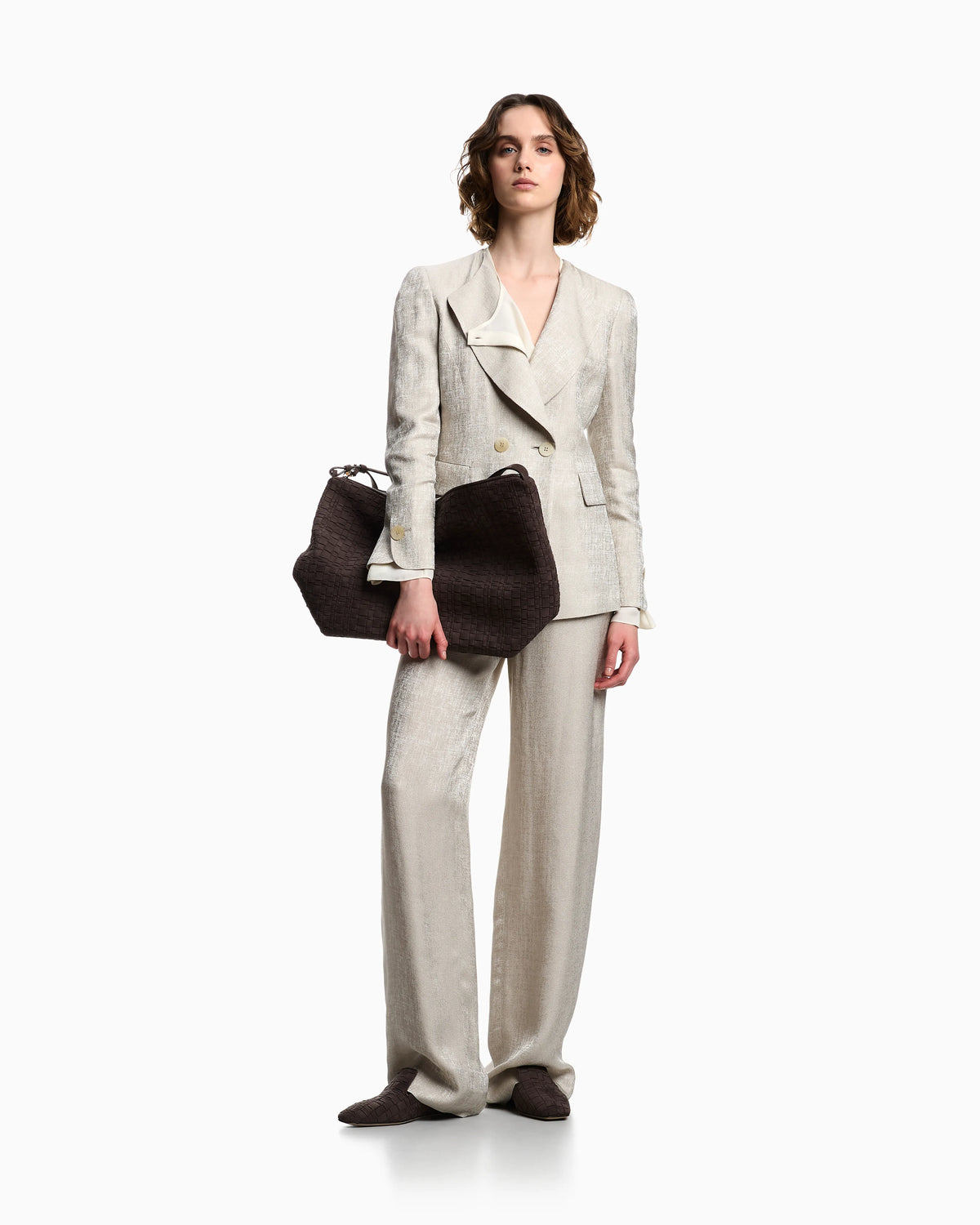 Icon trousers in armure jacquard