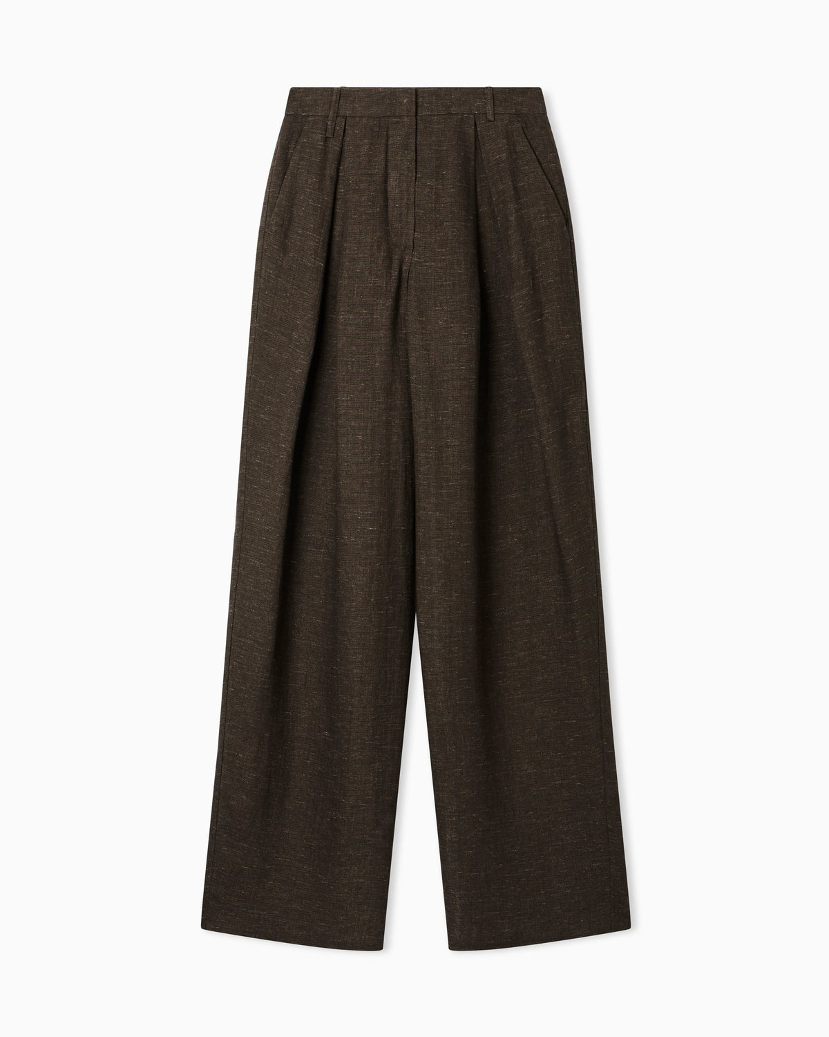 Icon linen chambray trousers with godet pleats