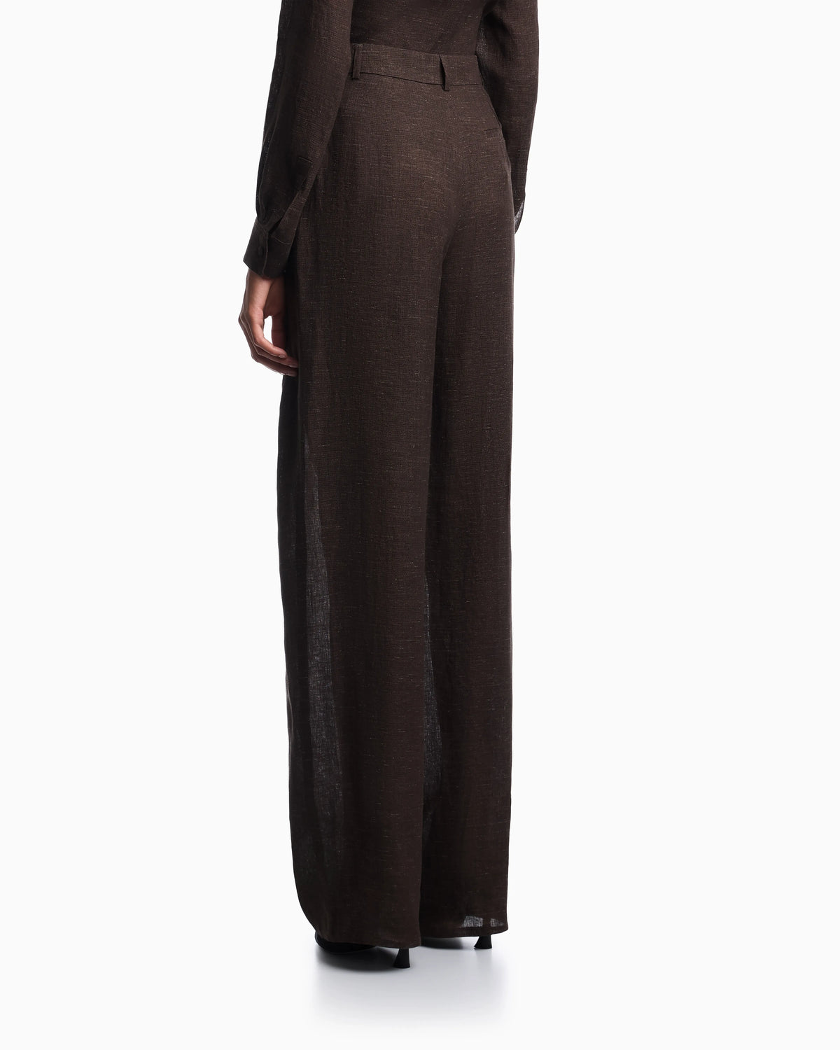Icon linen chambray trousers with godet pleats