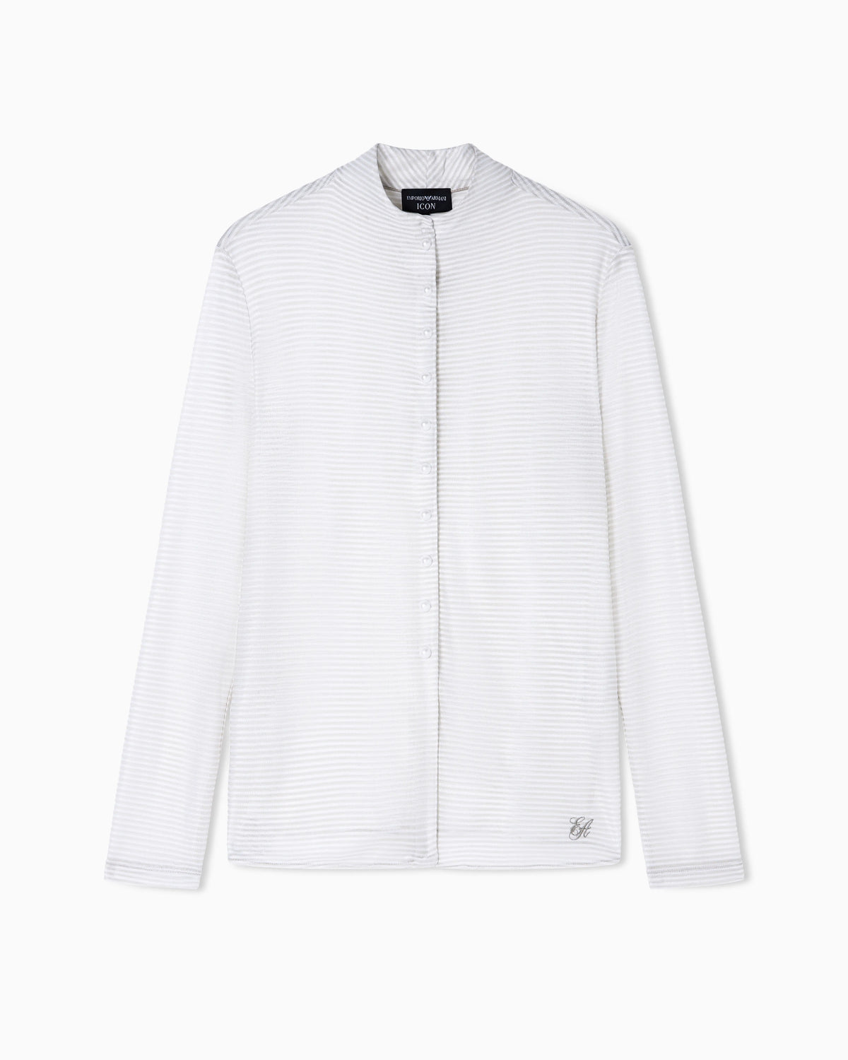 Icon lightweight striped jersey guru-collar shirt