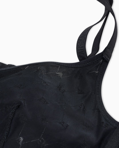 Unpadded jersey bralette with a diamond monogram pattern