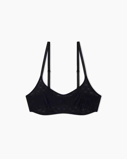 Unpadded jersey bralette with a diamond monogram pattern