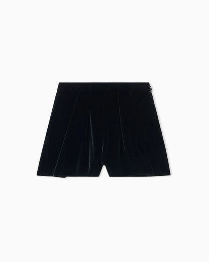 Liquid velvet shorts with pleats
