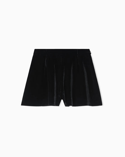 Liquid velvet shorts with pleats