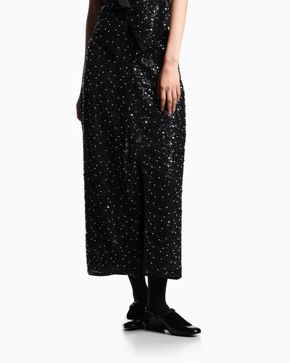 Georgette skirt with all-over beads and sequins