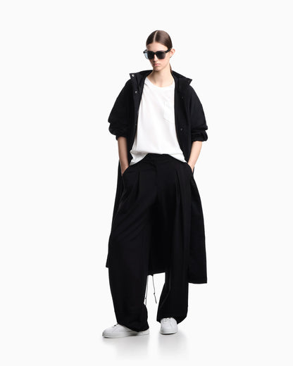 Nylon twill hooded trench coat