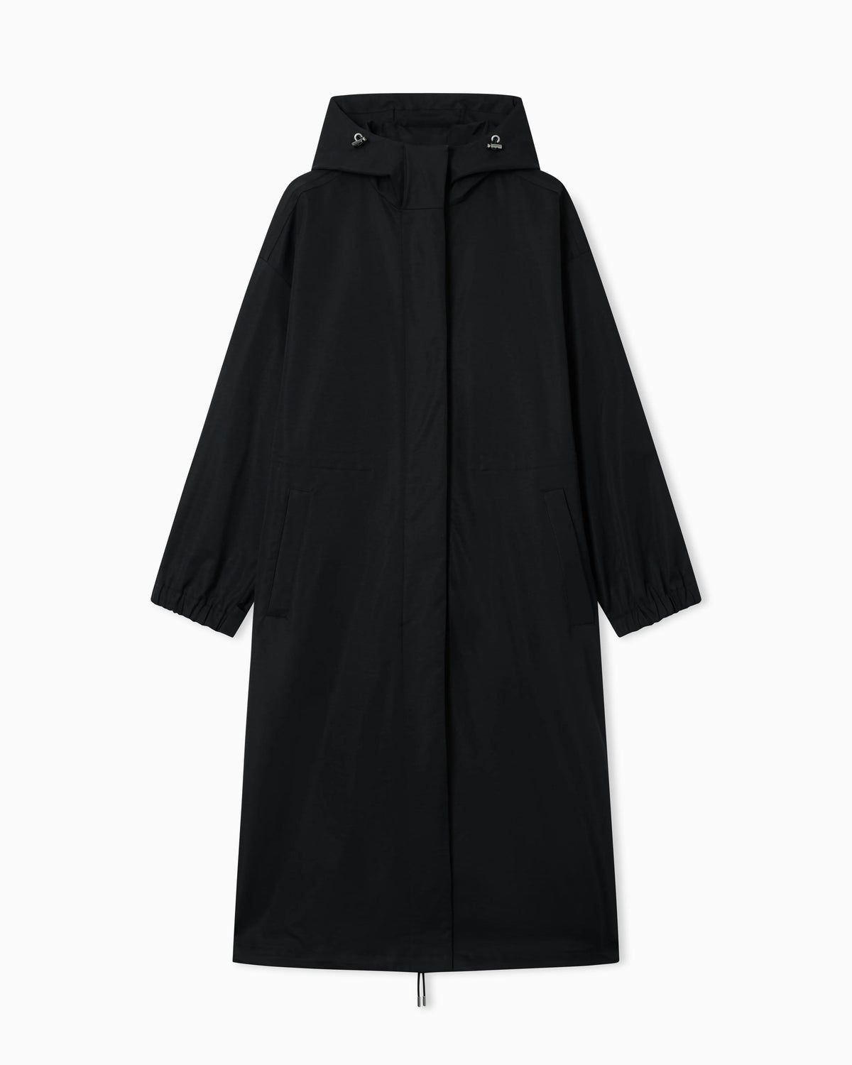 Nylon twill hooded trench coat