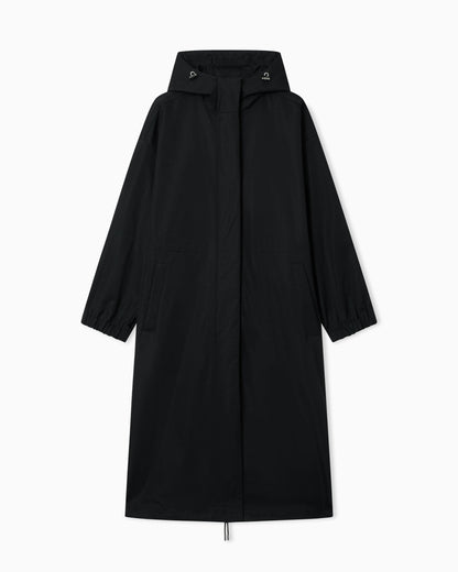 Nylon twill hooded trench coat