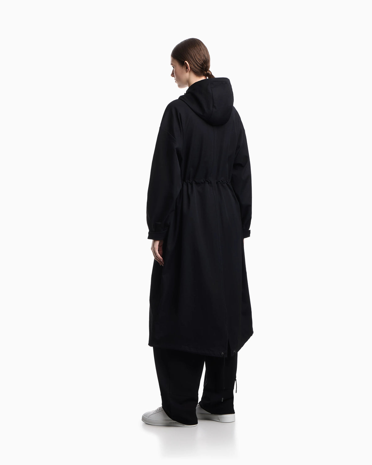 Nylon twill hooded trench coat