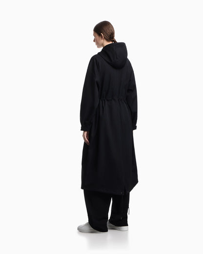 Nylon twill hooded trench coat