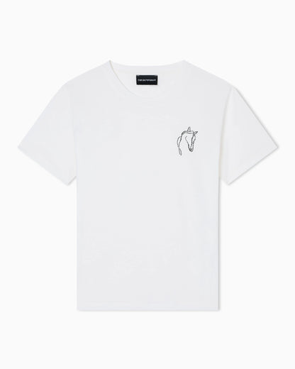 Lunar New Year slim-fit jersey T-shirt with rhinestone outline