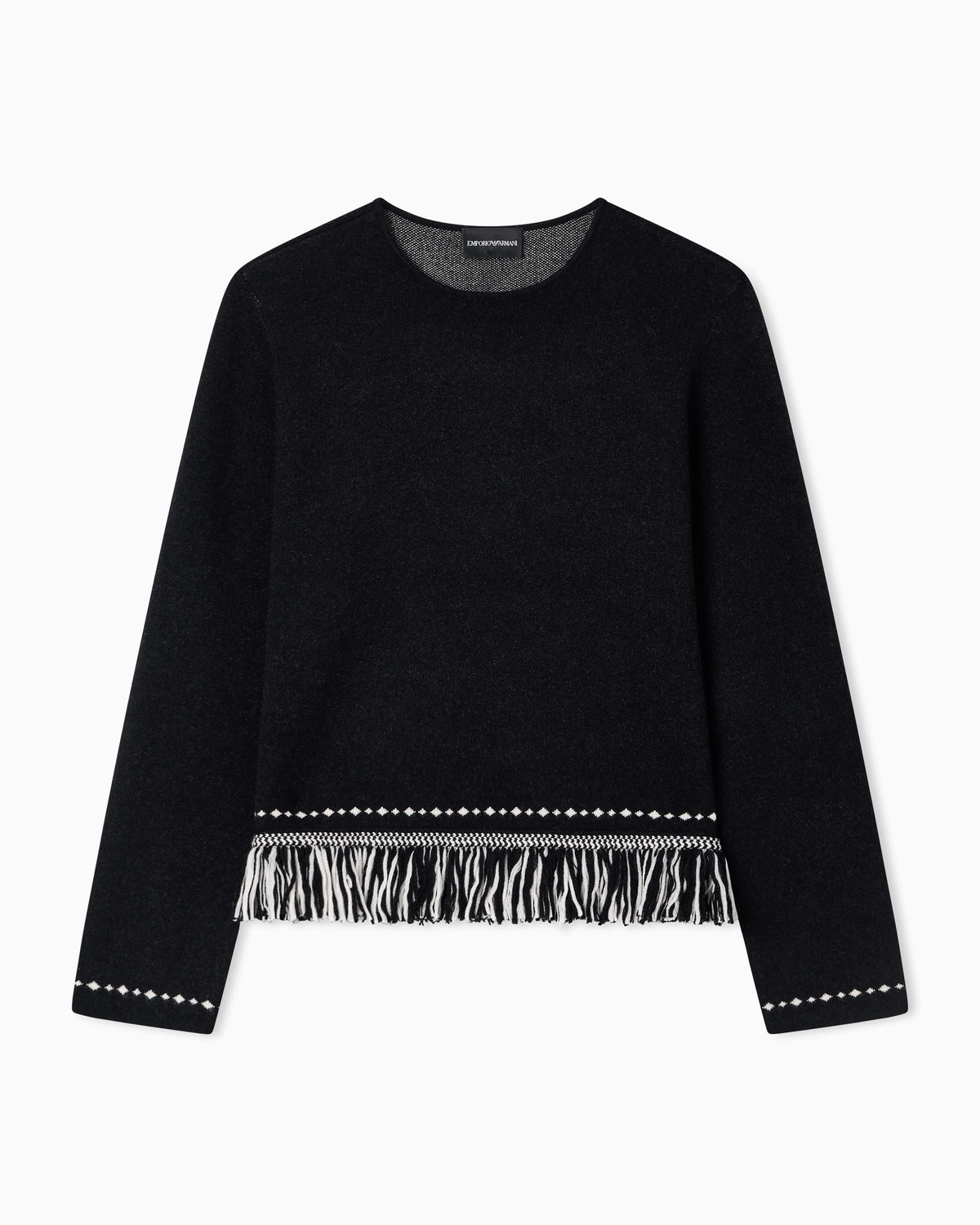 Jumper with fringed hem