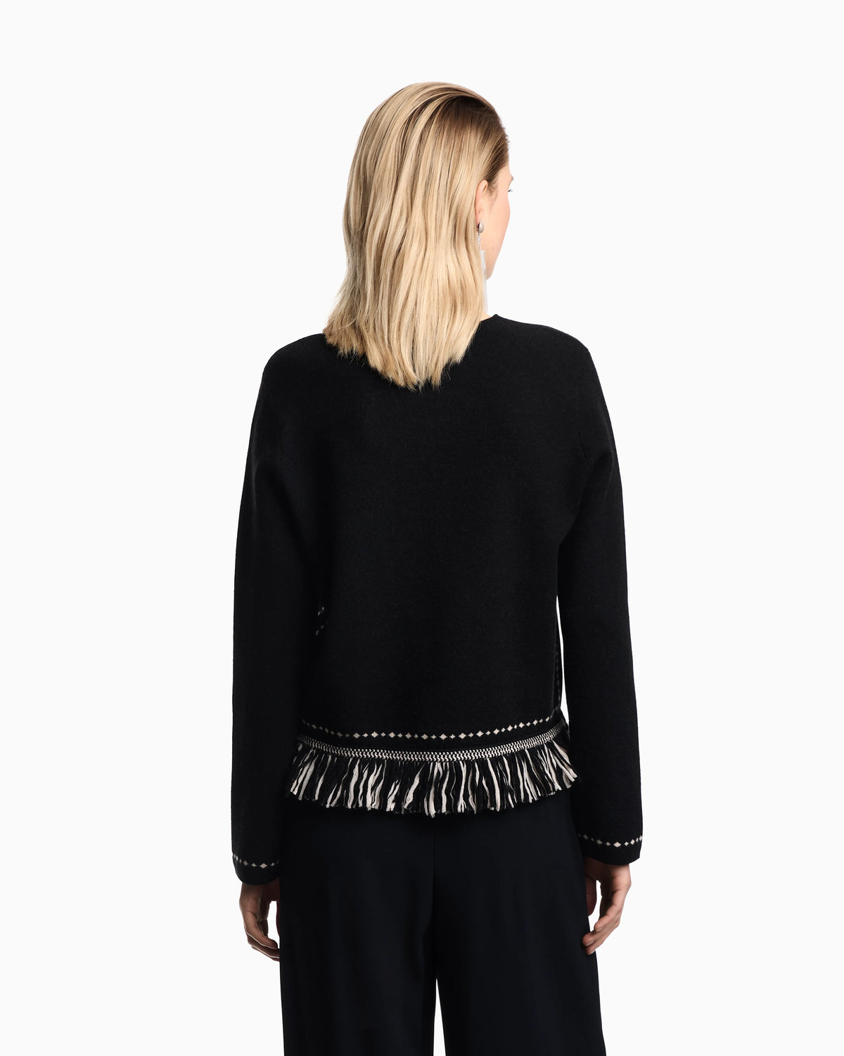 Jumper with fringed hem