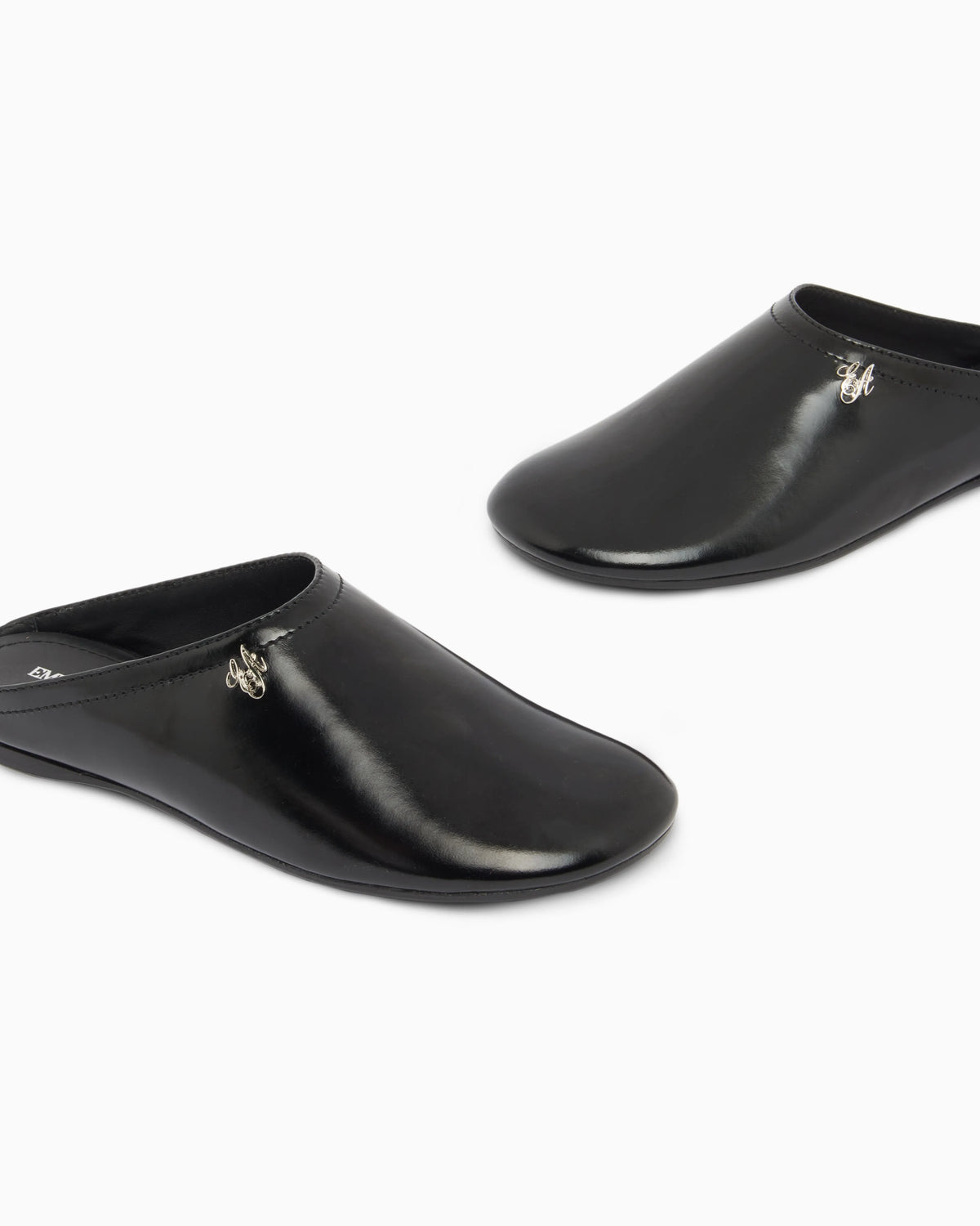 Mules in brushed shiny leather