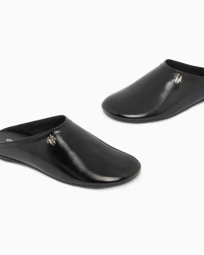 Mules in brushed shiny leather
