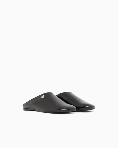 Mules in brushed shiny leather