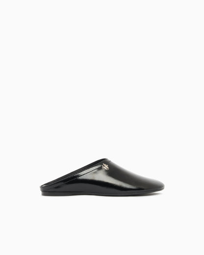 Mules in brushed shiny leather