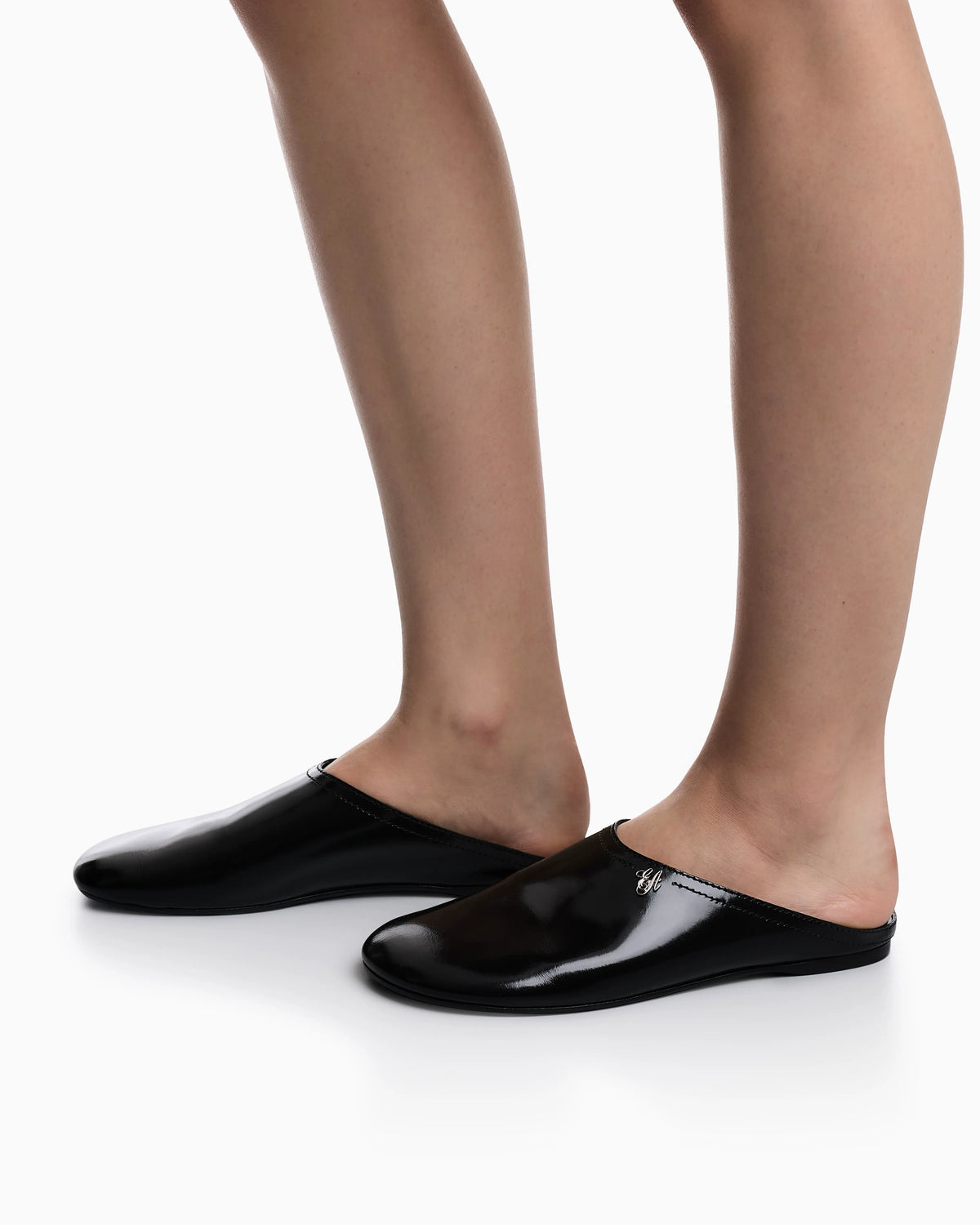 Mules in brushed shiny leather