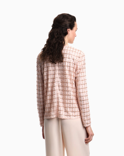 Tulle top with sequin and bead embroidery