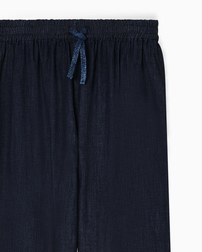 Lightweight denim drawstring trousers